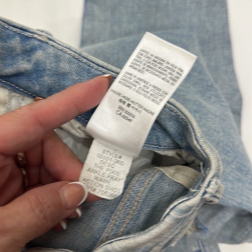 Mother The Pixie Ankle Fray Light Wash Distressed button fly jeans size 26 - Picture 13 of 14